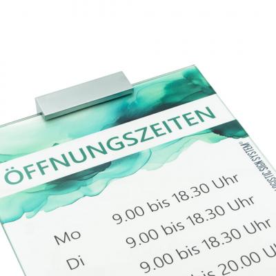 Tuerschild Vitrum A aus Glas DIN A4